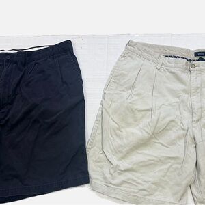 Lands' End and Izod Men's Blue and Tan Flat Front Shorts